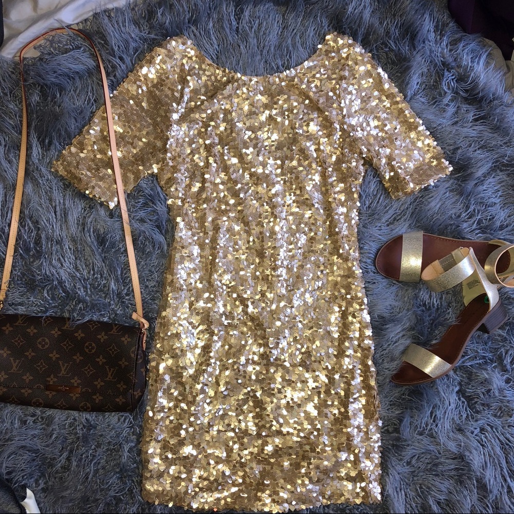 Ark & Co gold sequin party dress